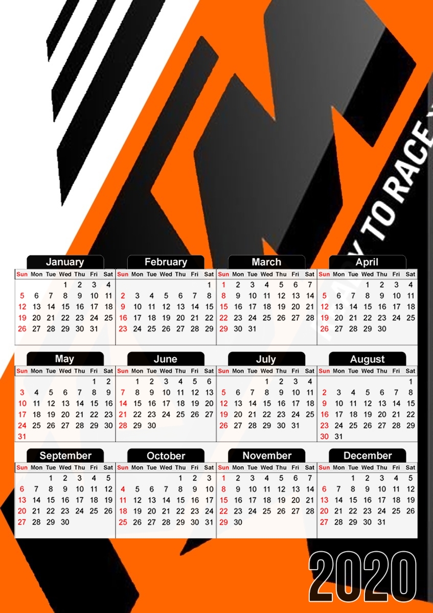  KTM Racing Orange And Black for A3 Photo Calendar 30x43cm