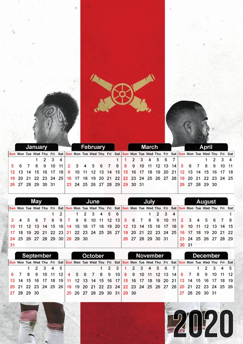  Lacazette x Aubameyang Celebration Art for A3 Photo Calendar 30x43cm