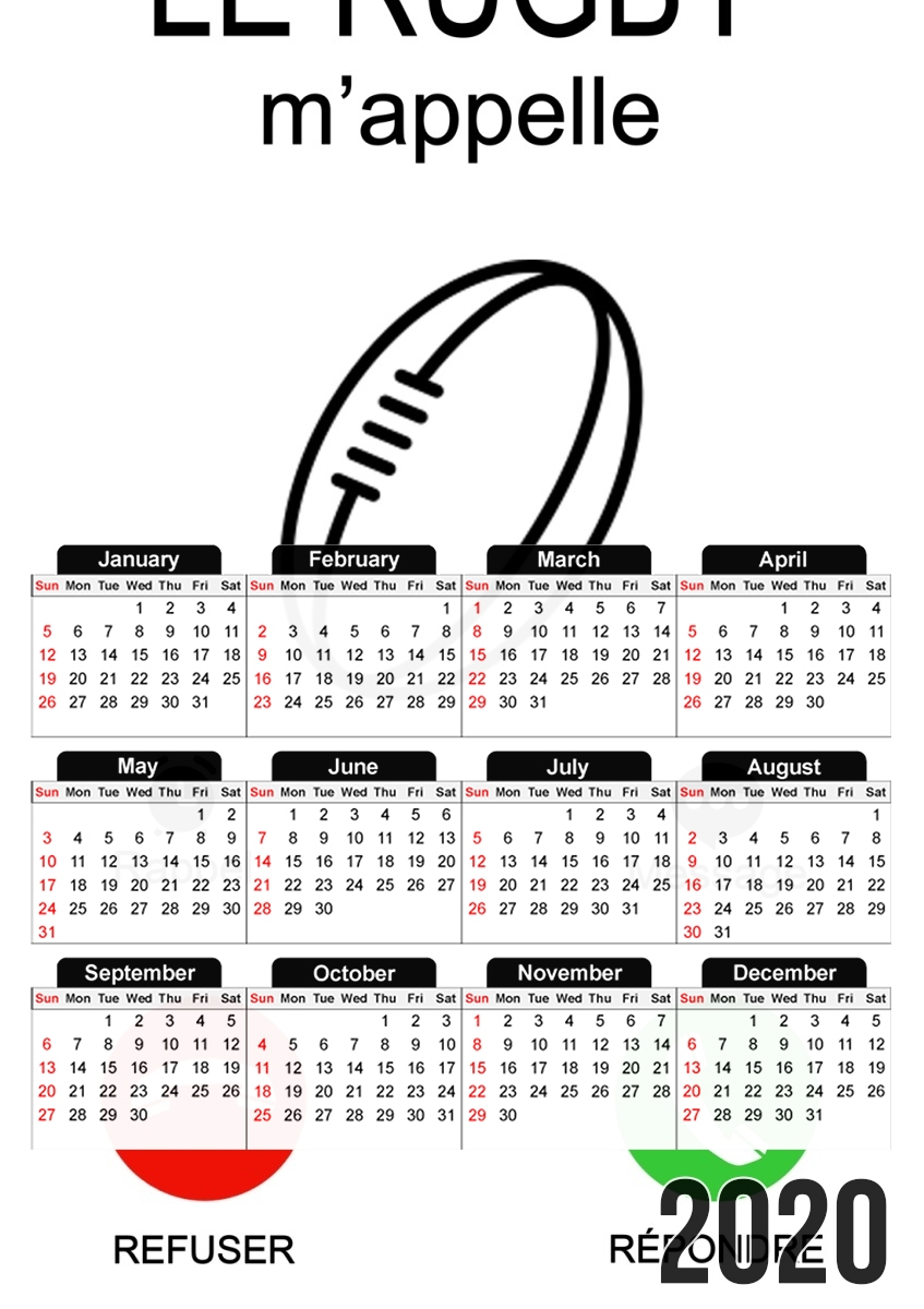  Le rugby mappelle for A3 Photo Calendar 30x43cm