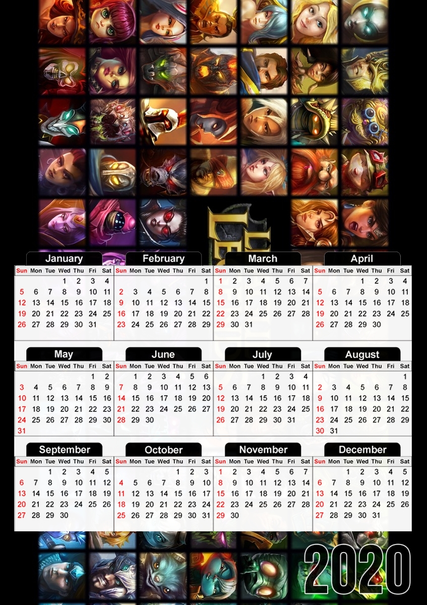  League Of Legends LOL - FANART for A3 Photo Calendar 30x43cm