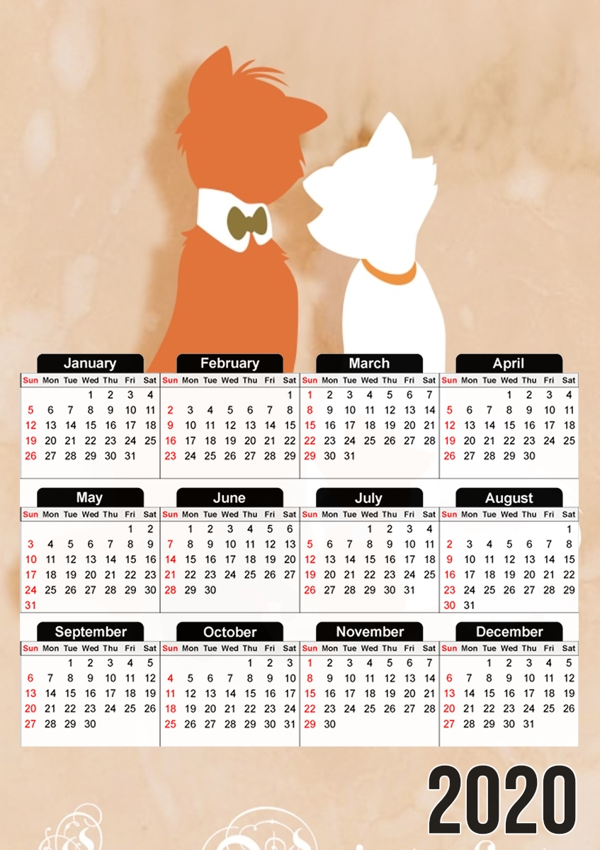  Les aristochats minimalist art for A3 Photo Calendar 30x43cm