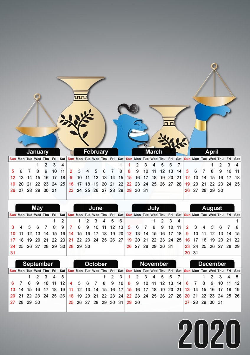  Zodiac Libra - Genie for A3 Photo Calendar 30x43cm