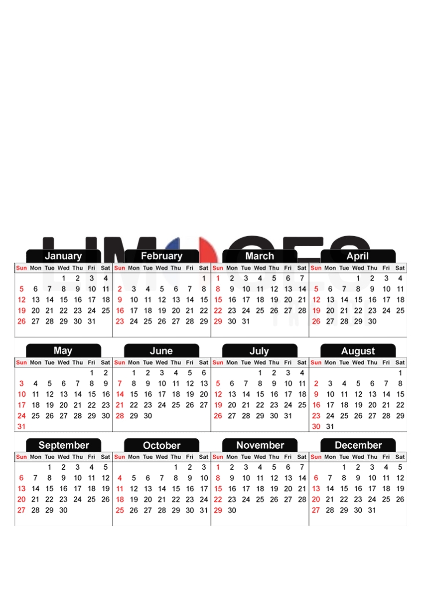  Limoges France for A3 Photo Calendar 30x43cm