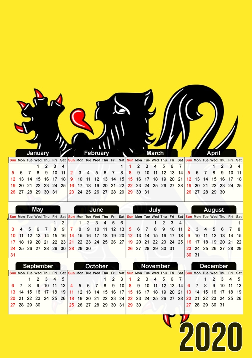  Lion des flandres for A3 Photo Calendar 30x43cm