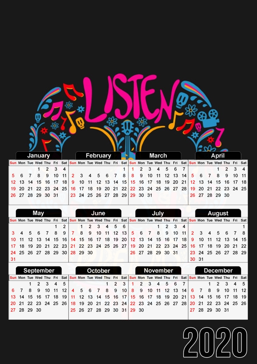  Listen to your dreams Tribute Coco for A3 Photo Calendar 30x43cm