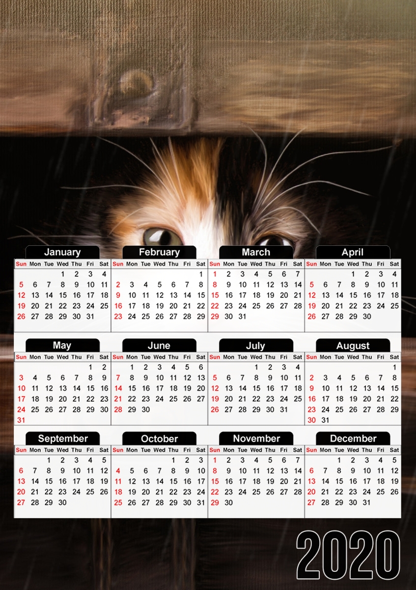  Little cute kitten in an old wooden case for A3 Photo Calendar 30x43cm