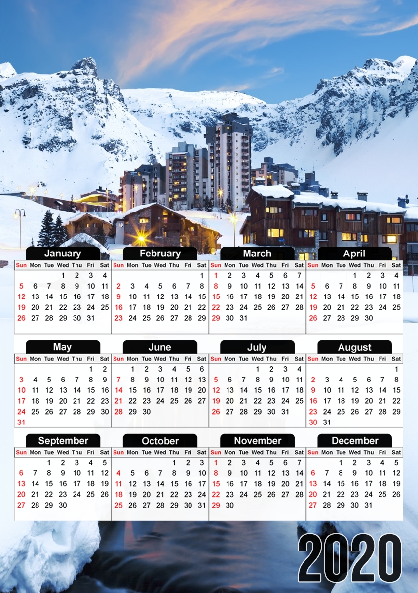  Llandscape and ski resort in french alpes tignes for A3 Photo Calendar 30x43cm