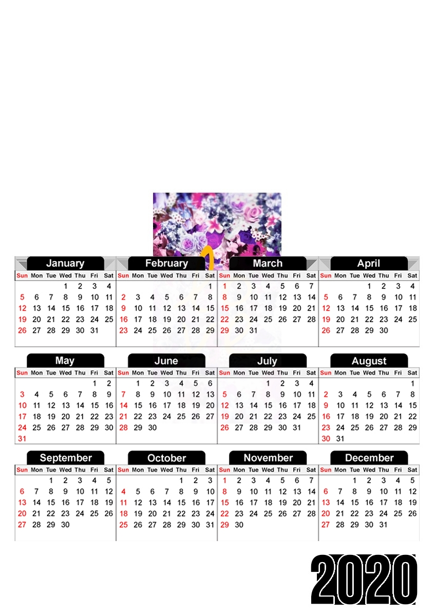  Vintage Love in Purple for A3 Photo Calendar 30x43cm
