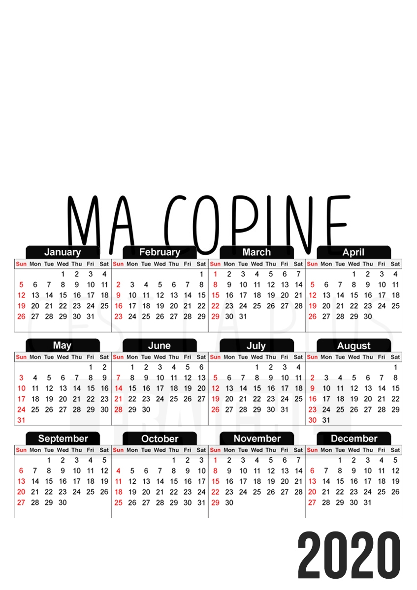  Ma copine cest la plus fraiche for A3 Photo Calendar 30x43cm