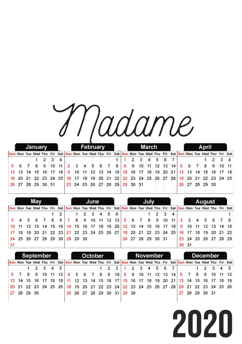  Madame Gourmande for A3 Photo Calendar 30x43cm