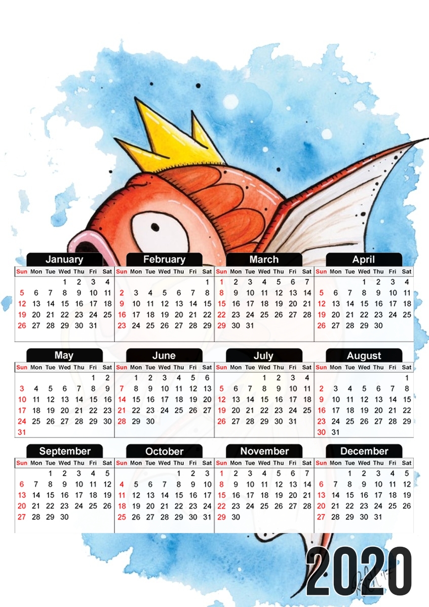  Magicarpe Pokemon Water Fish for A3 Photo Calendar 30x43cm