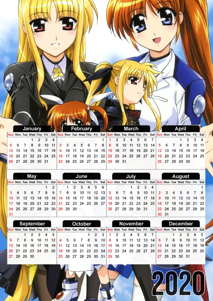  Mahou Shoujo Lyrical Nanoha Magical girl for A3 Photo Calendar 30x43cm