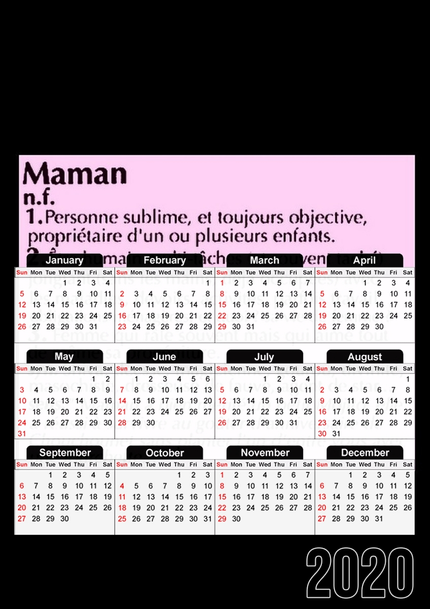  Maman definition dictionnaire for A3 Photo Calendar 30x43cm