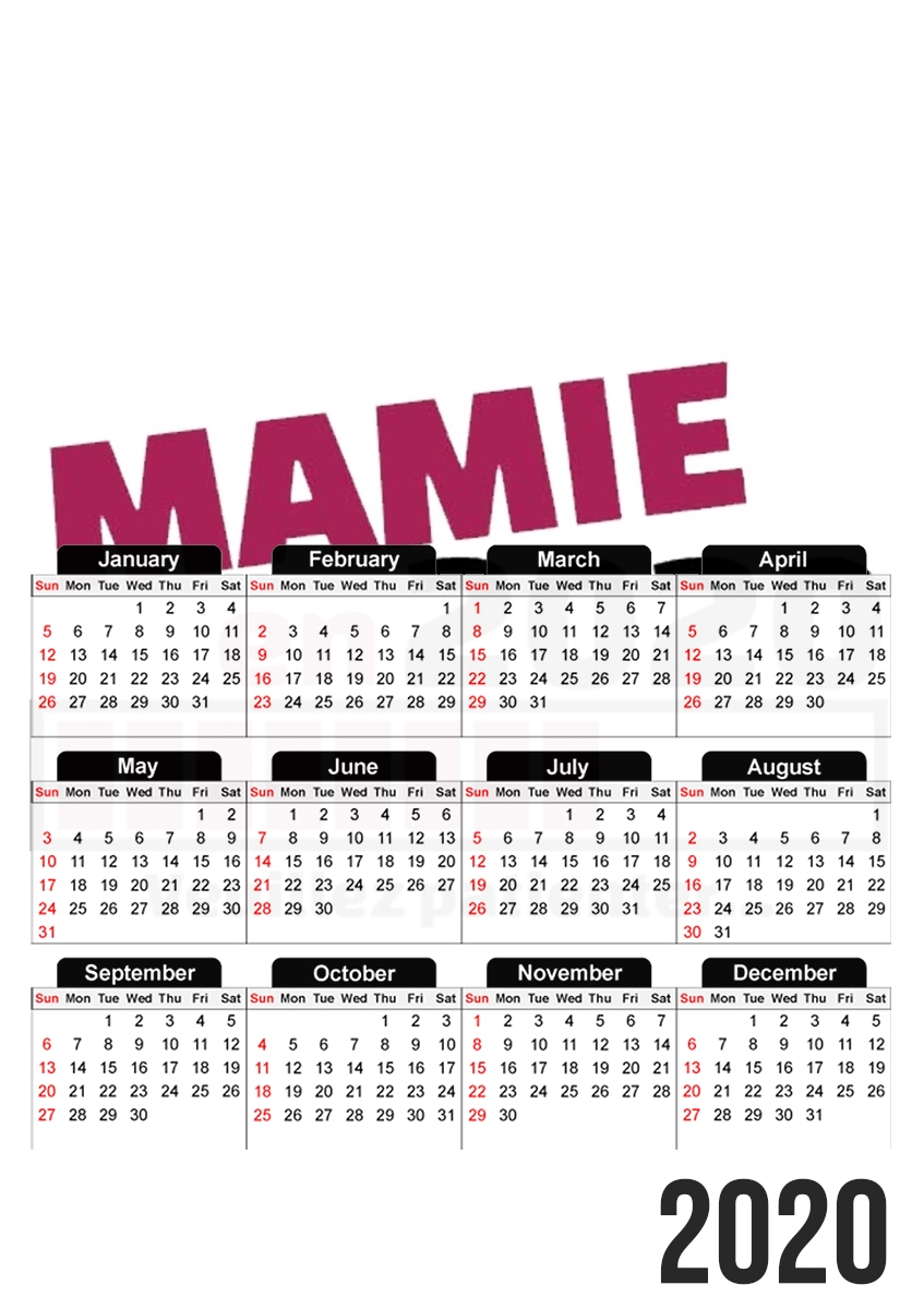  Mamie en 2020 for A3 Photo Calendar 30x43cm