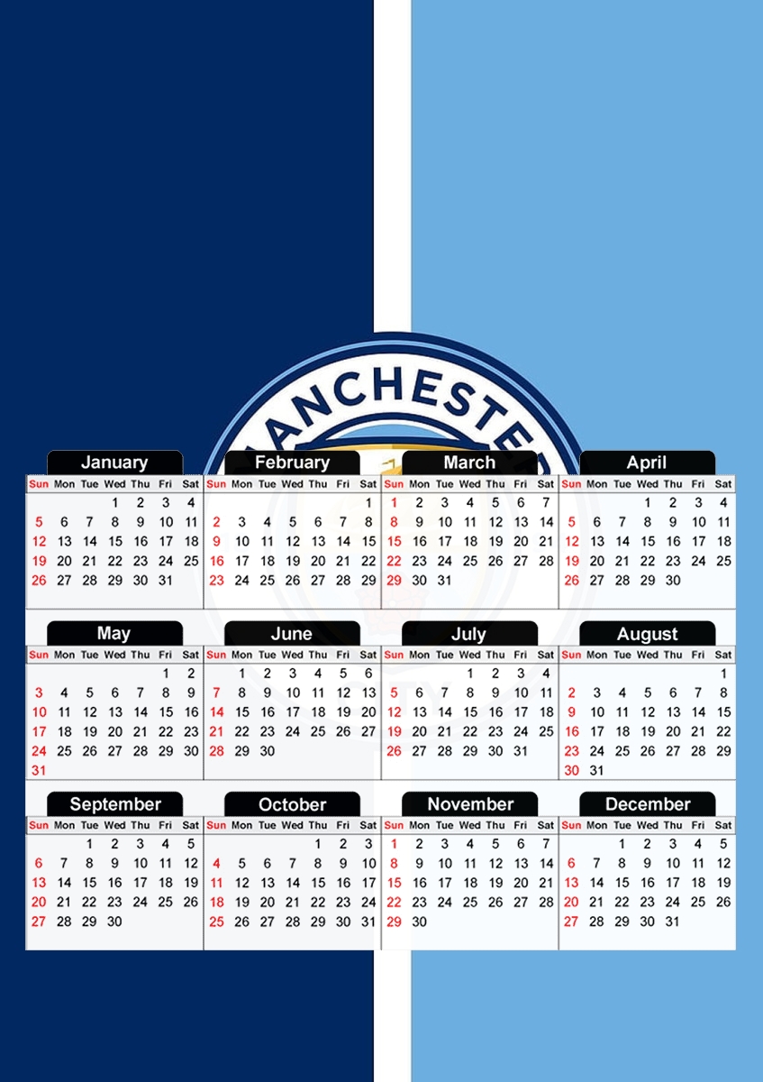  Manchester City for A3 Photo Calendar 30x43cm