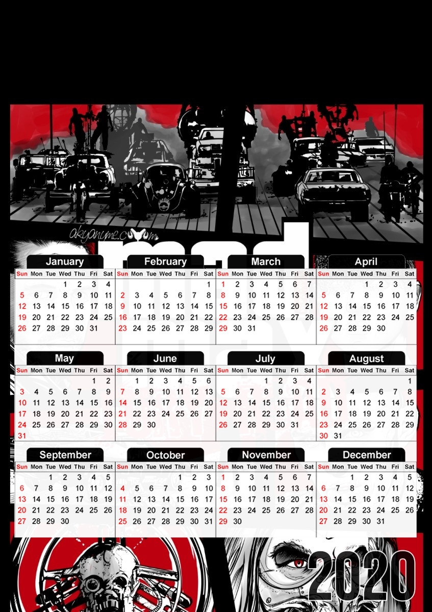  Mashup GTA Mad Max Fury Road for A3 Photo Calendar 30x43cm