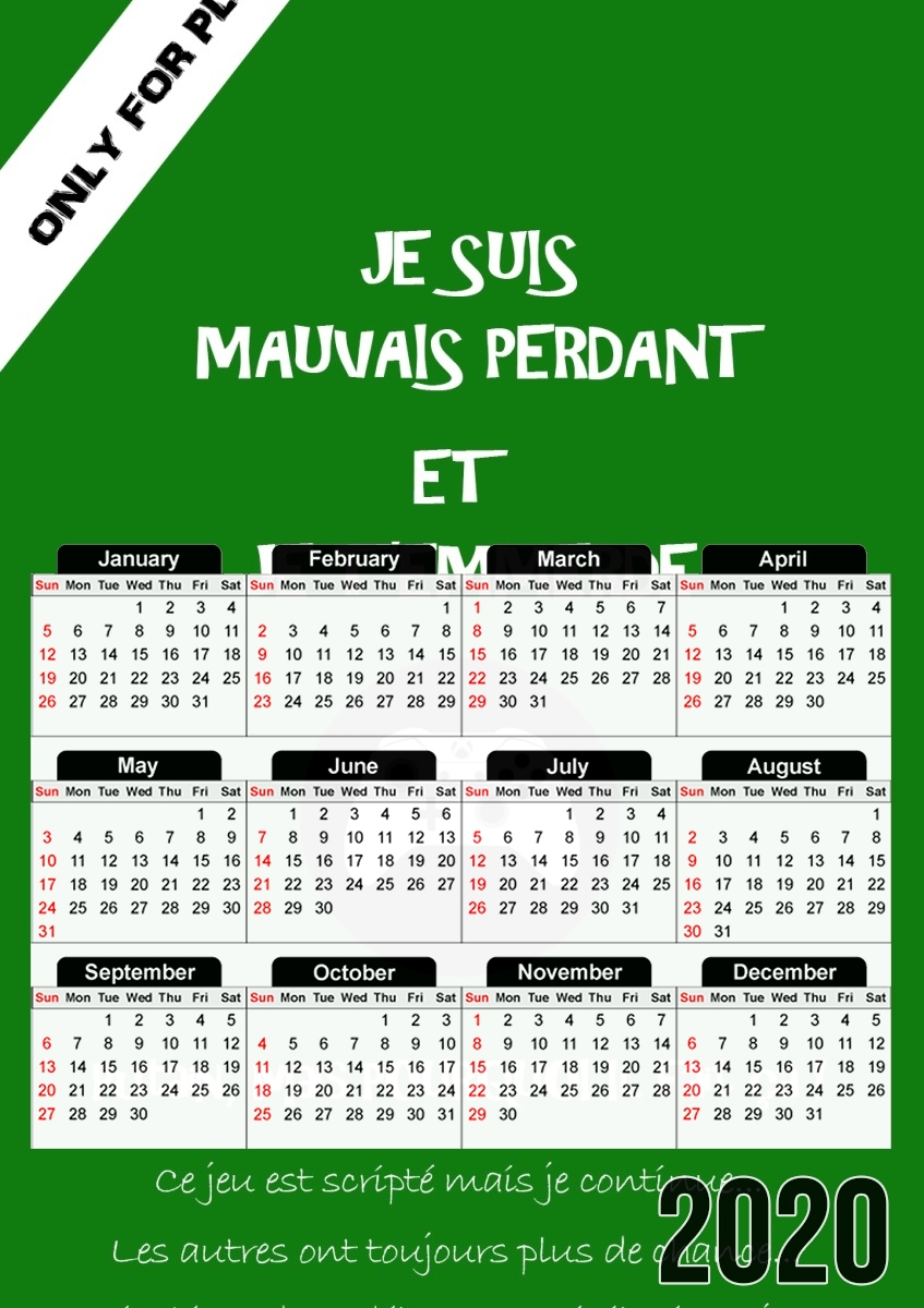  Mauvais perdant - Vert Xbox for A3 Photo Calendar 30x43cm