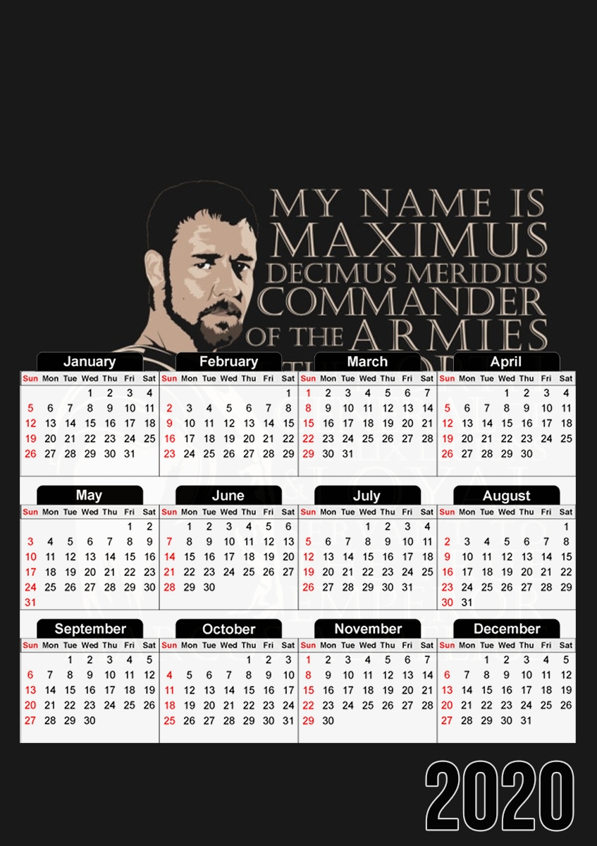  Maximus the Gladiator for A3 Photo Calendar 30x43cm