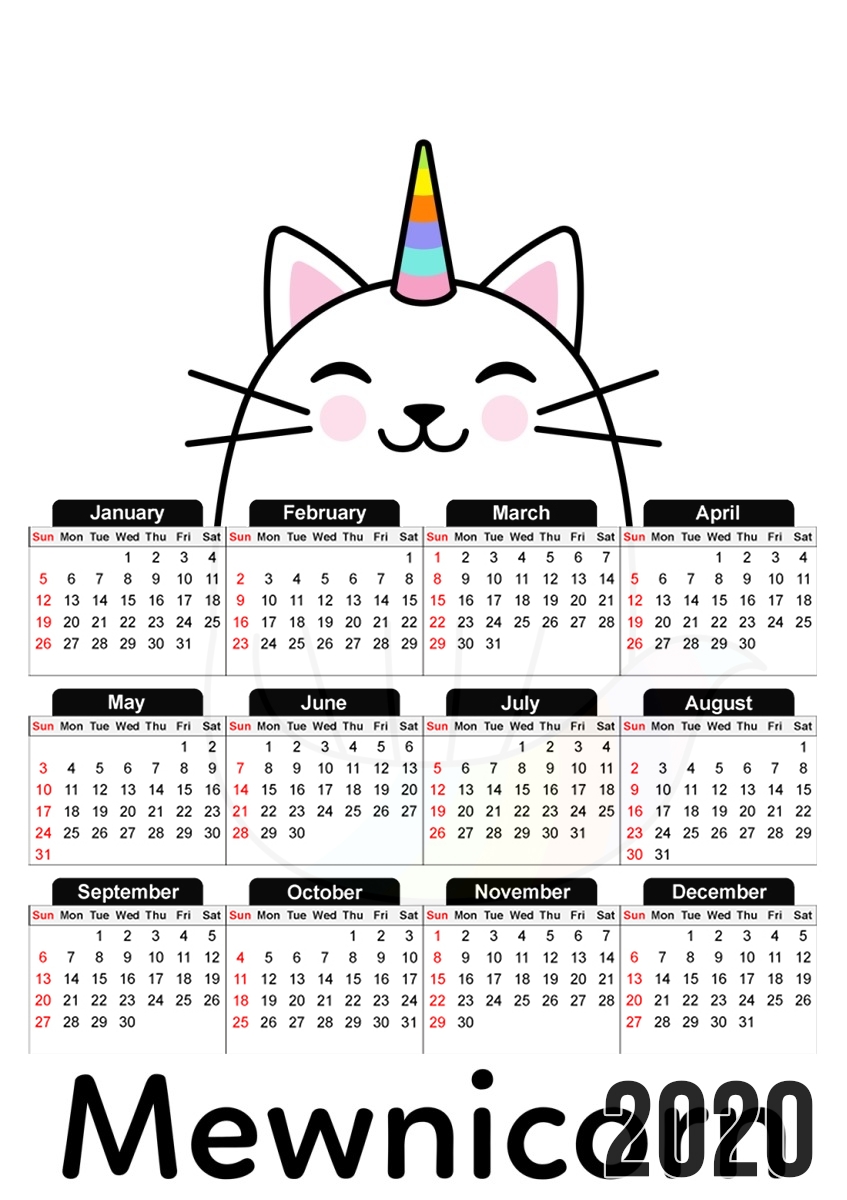  Mewnicorn Unicorn x Cat for A3 Photo Calendar 30x43cm