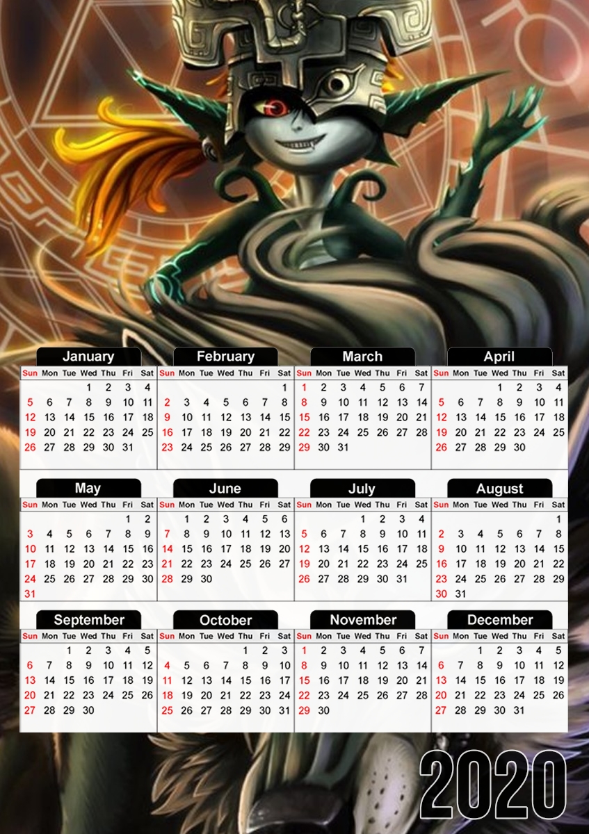  Midna And Wolf for A3 Photo Calendar 30x43cm