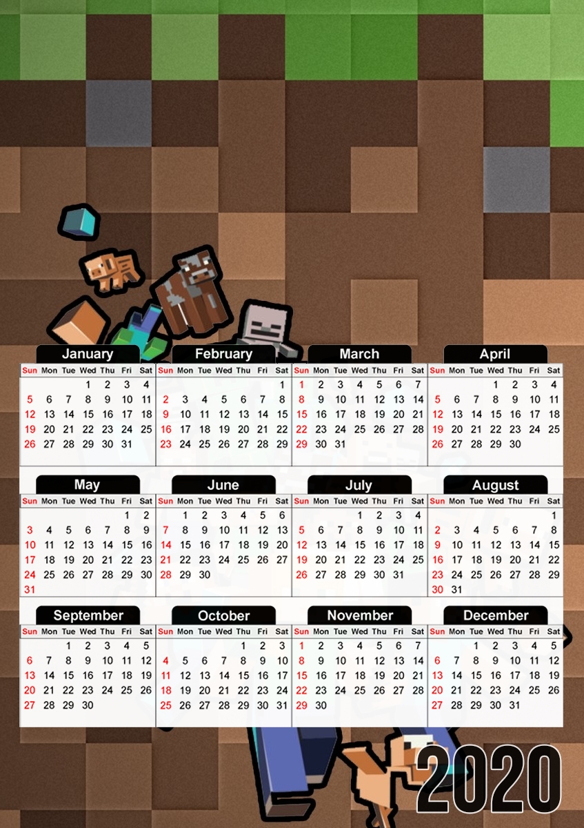  Minecraft Creeper Forest for A3 Photo Calendar 30x43cm