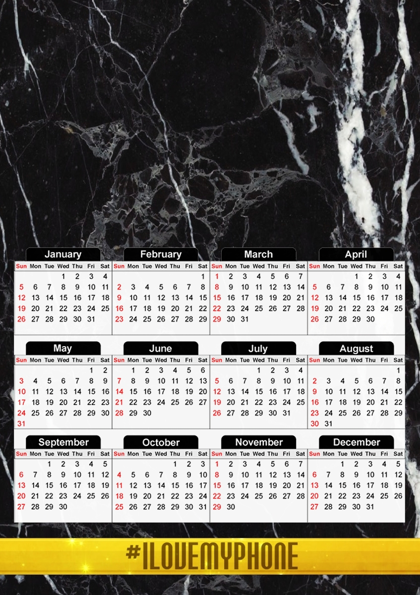  Minimal Marble Black for A3 Photo Calendar 30x43cm