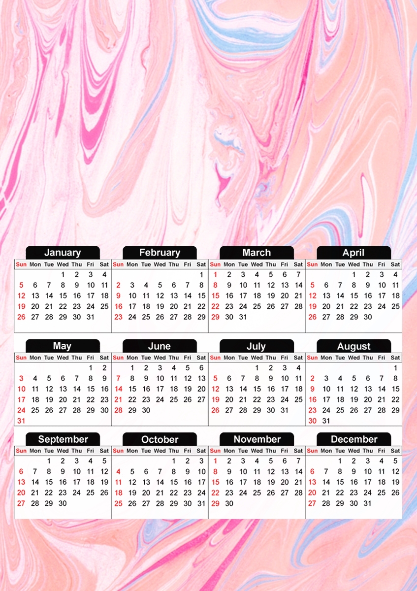  Minimal Marble Pink for A3 Photo Calendar 30x43cm