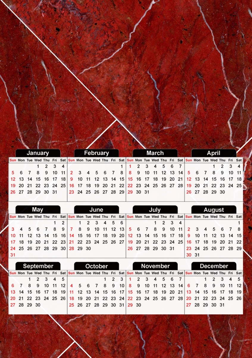  Minimal Marble Red for A3 Photo Calendar 30x43cm