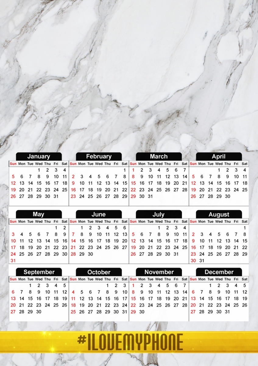  Minimal Marble White for A3 Photo Calendar 30x43cm