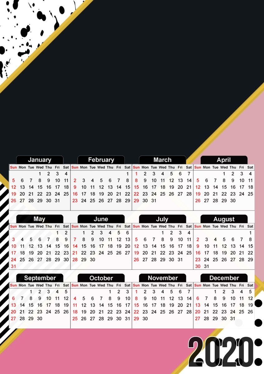  Minimal Pink Style for A3 Photo Calendar 30x43cm