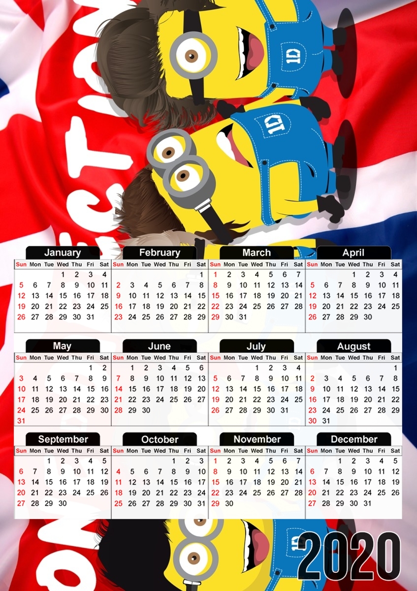  Minions mashup One Direction 1D for A3 Photo Calendar 30x43cm