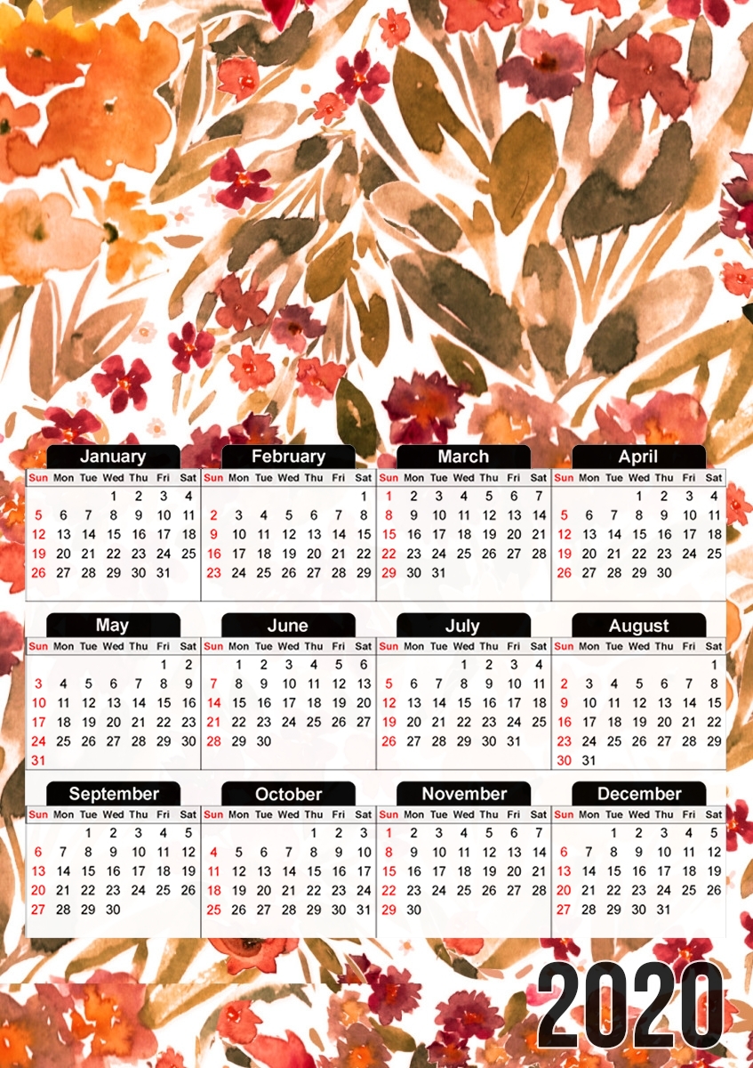  MODERN WATERCOLOR FLORALS for A3 Photo Calendar 30x43cm