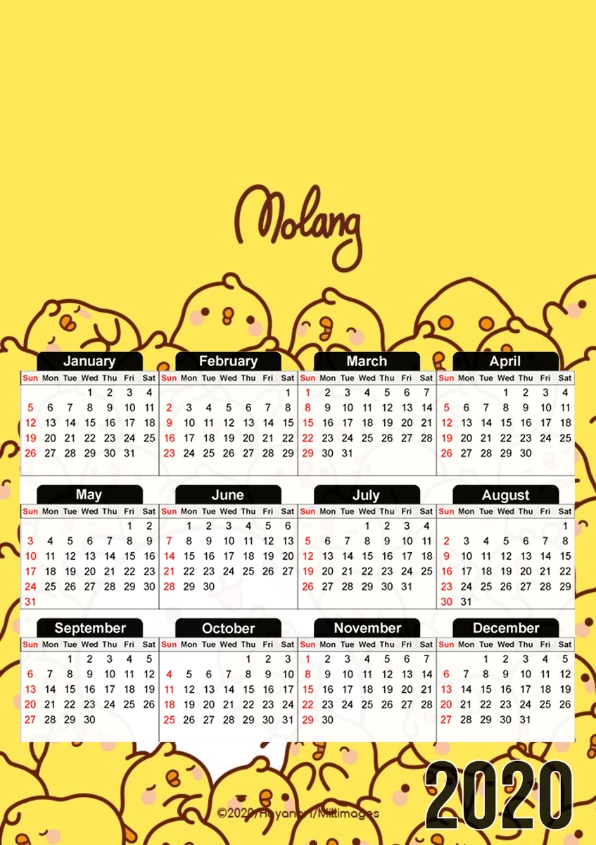  Molang for A3 Photo Calendar 30x43cm