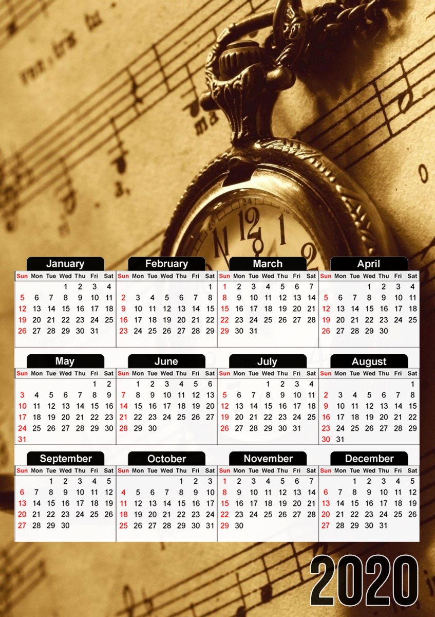  Montre a gousset ancienne sur partition de musique for A3 Photo Calendar 30x43cm