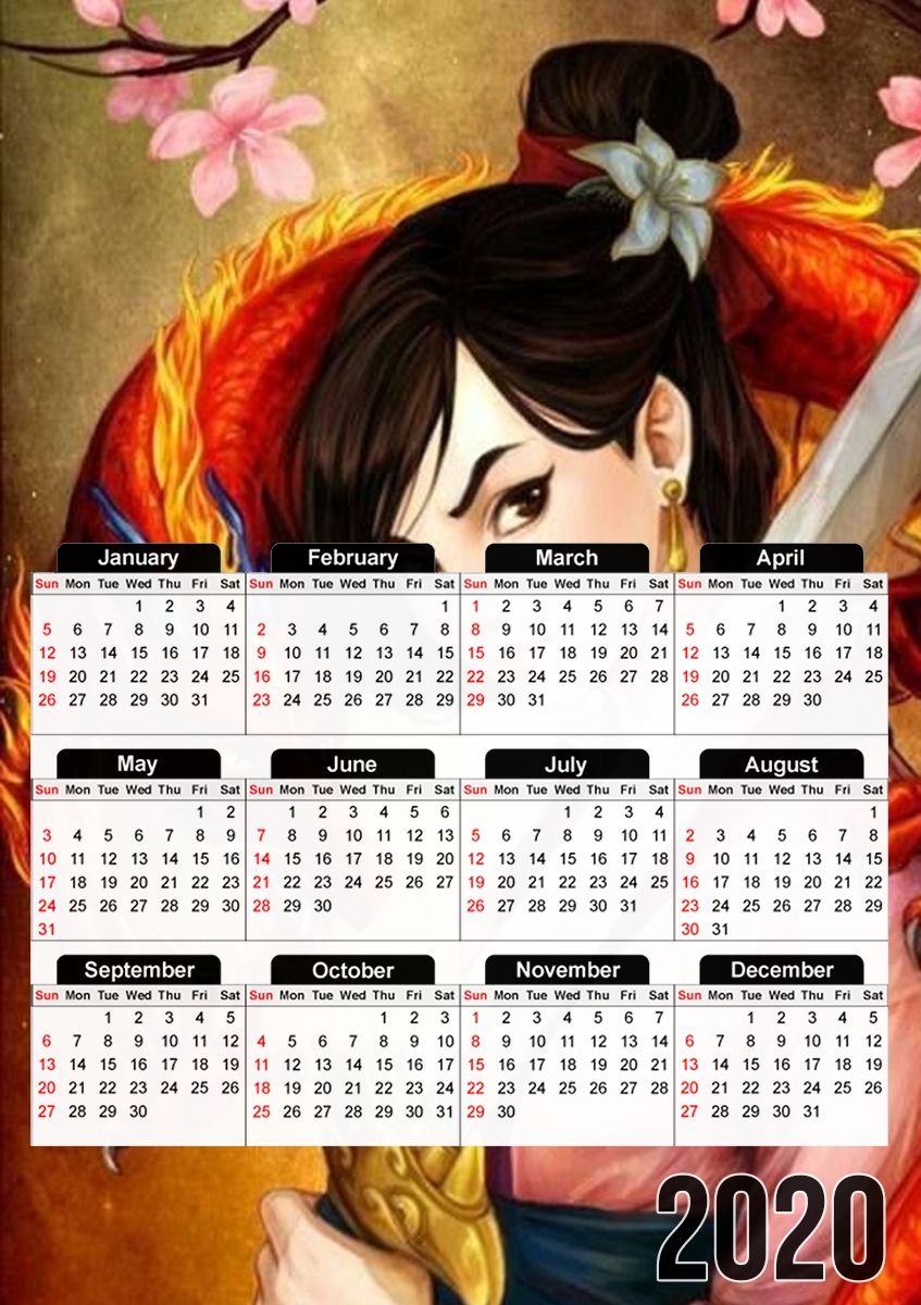  Mulan Warrior Princess for A3 Photo Calendar 30x43cm