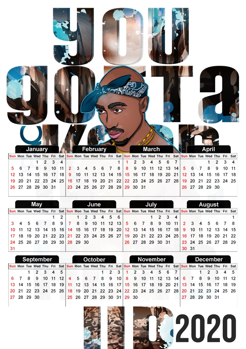  Music Legends: 2Pac Tupac Amaru Shakur for A3 Photo Calendar 30x43cm