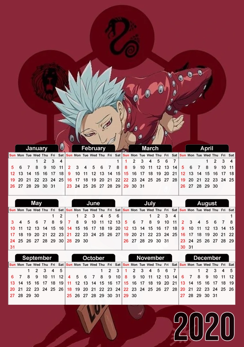  Nanatsu No Tazai Ban Loser for A3 Photo Calendar 30x43cm