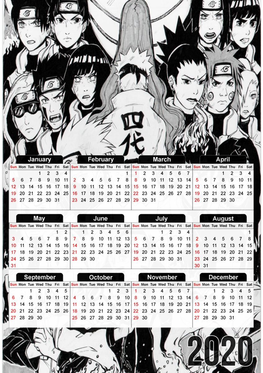  Naruto Black And White Art for A3 Photo Calendar 30x43cm