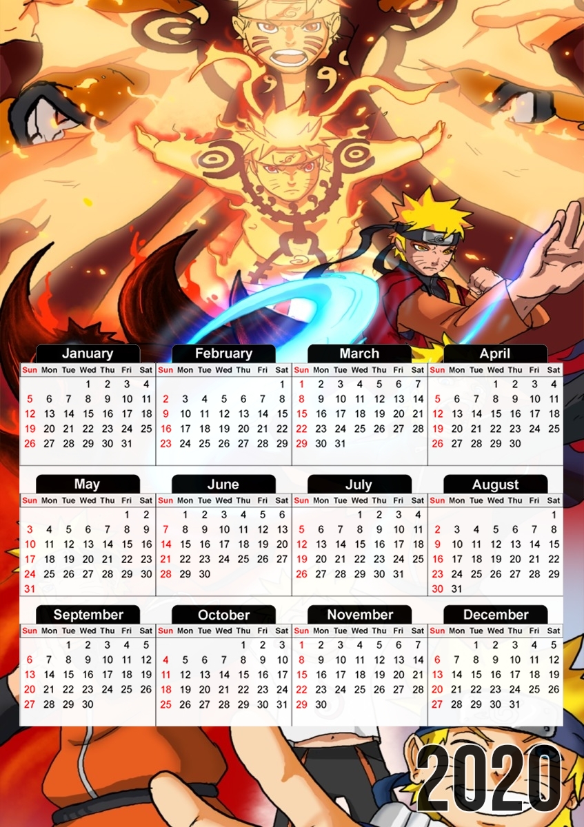  Naruto Evolution for A3 Photo Calendar 30x43cm