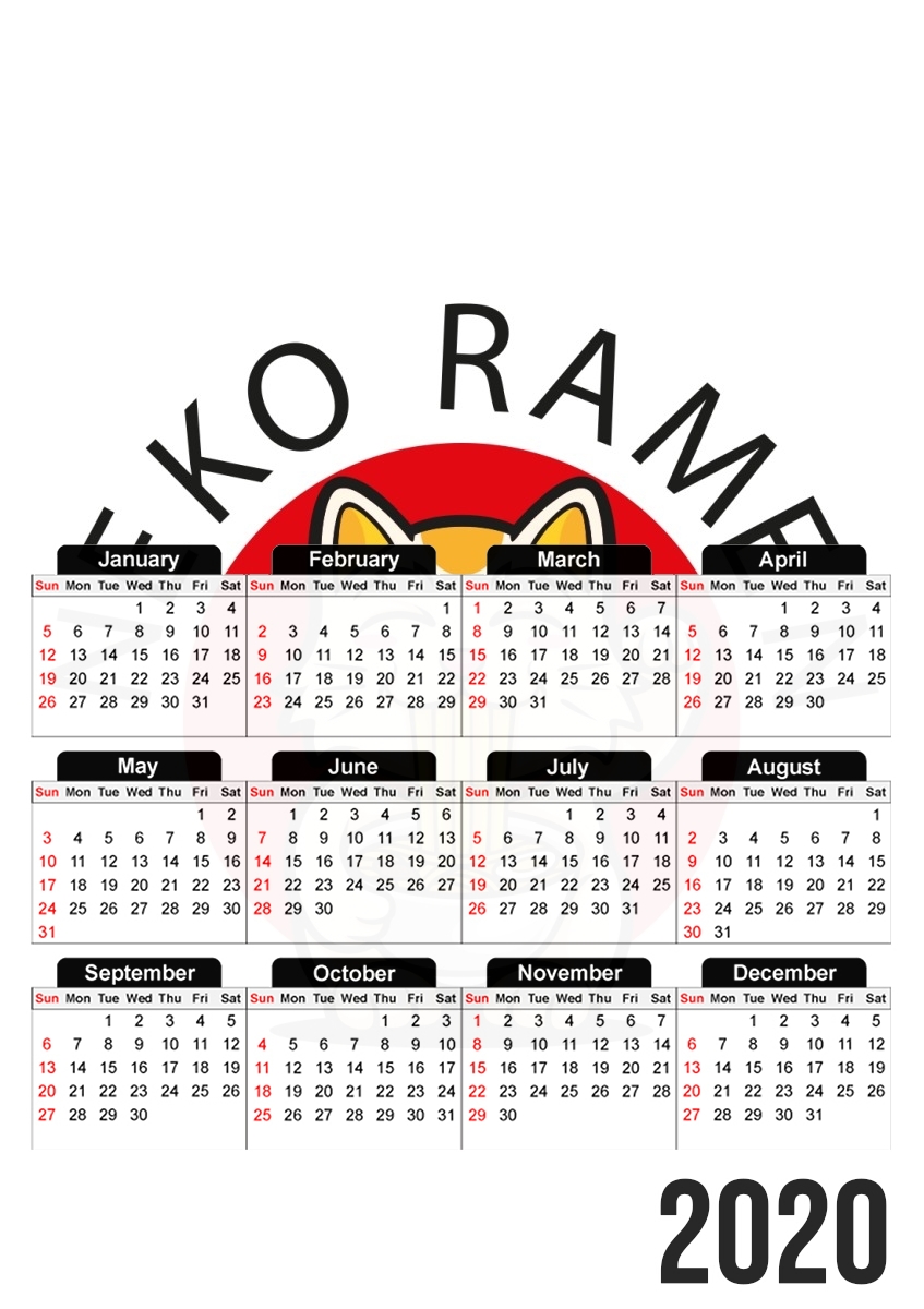  Neko Ramen Cat for A3 Photo Calendar 30x43cm