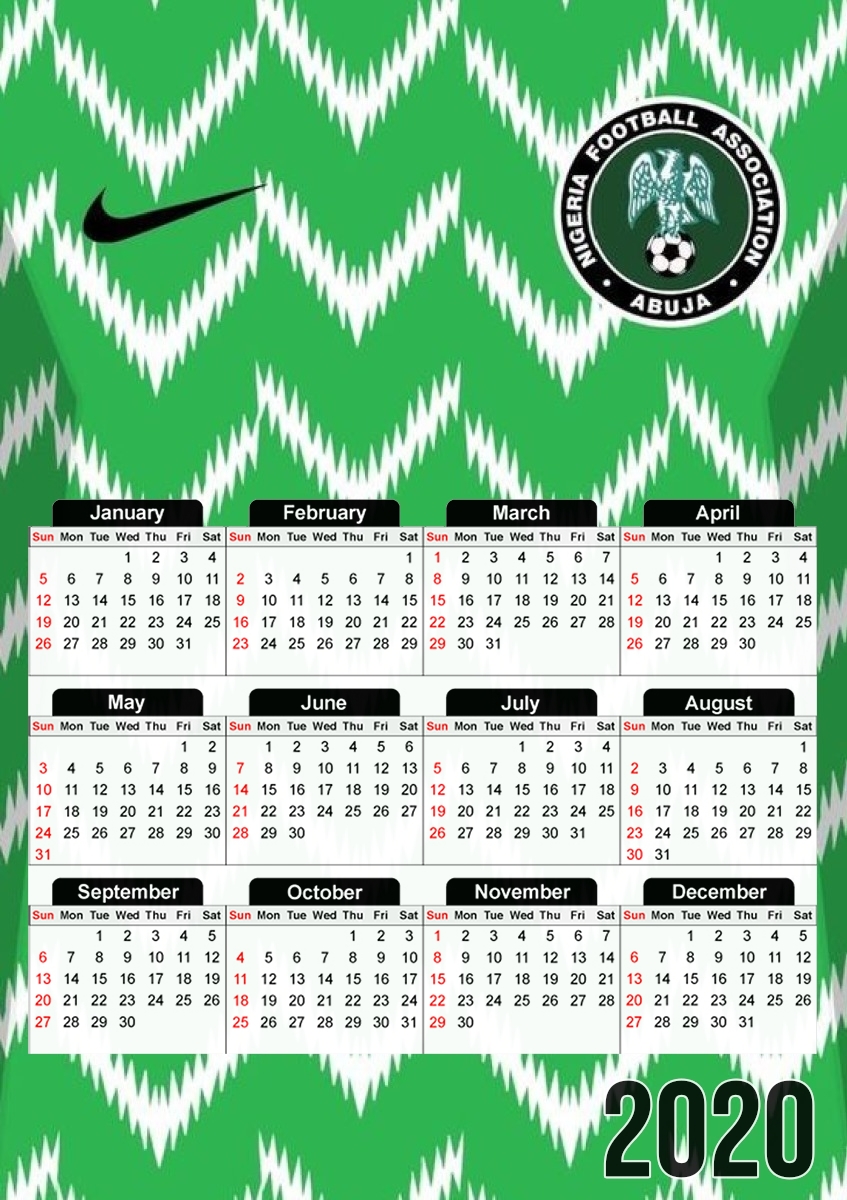  Nigeria World Cup Russia 2018 for A3 Photo Calendar 30x43cm