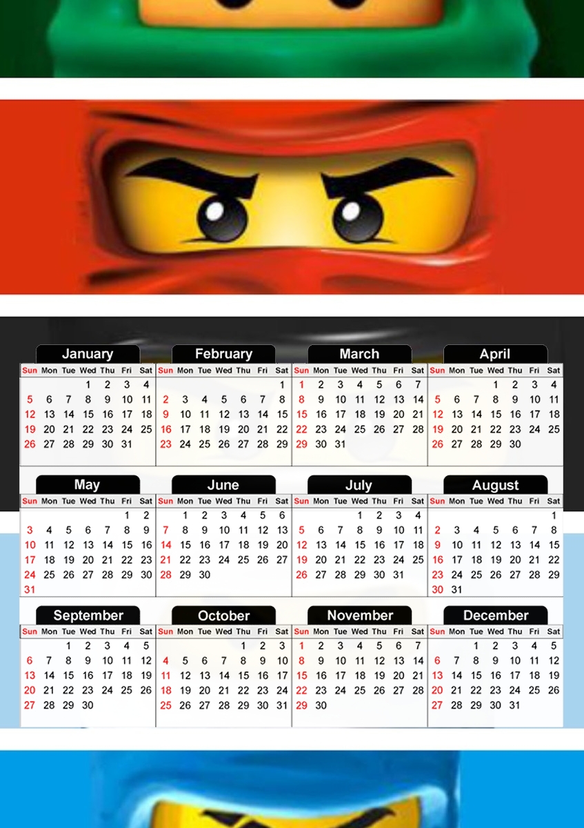  Ninjago Eyes for A3 Photo Calendar 30x43cm