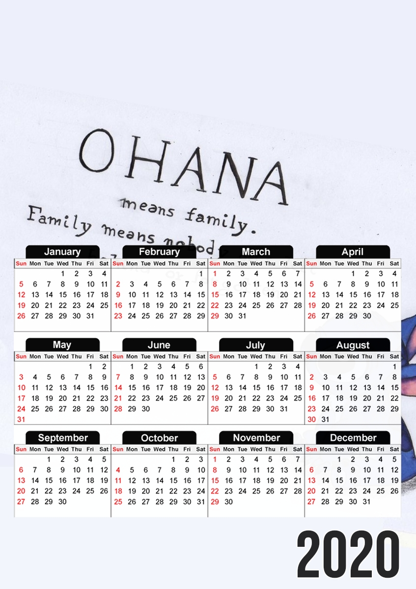  Ohana Means Family for A3 Photo Calendar 30x43cm