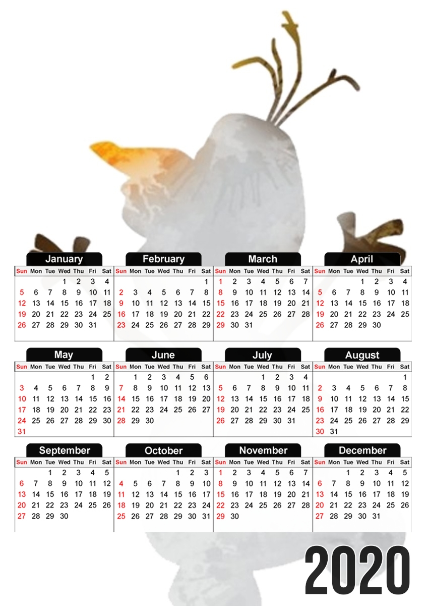  Olaf le Bonhomme de neige inspiration for A3 Photo Calendar 30x43cm