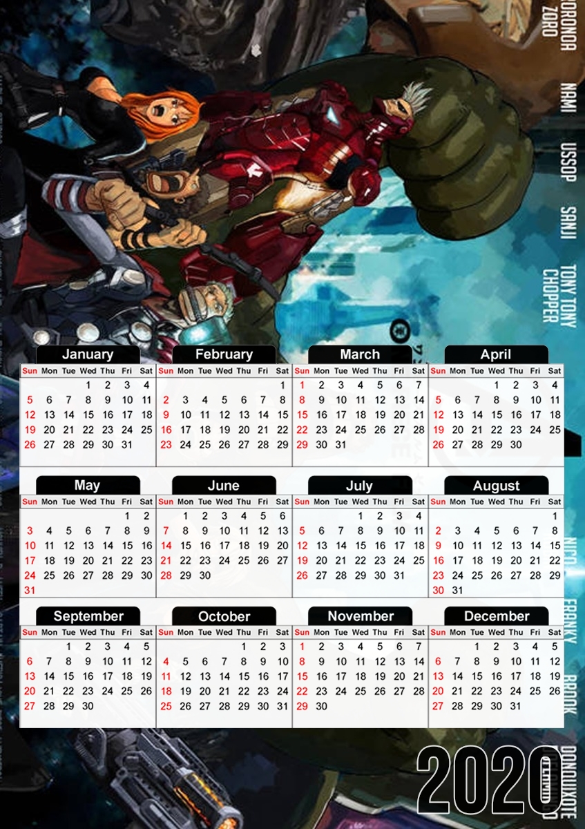  One Piece Mashup Avengers for A3 Photo Calendar 30x43cm