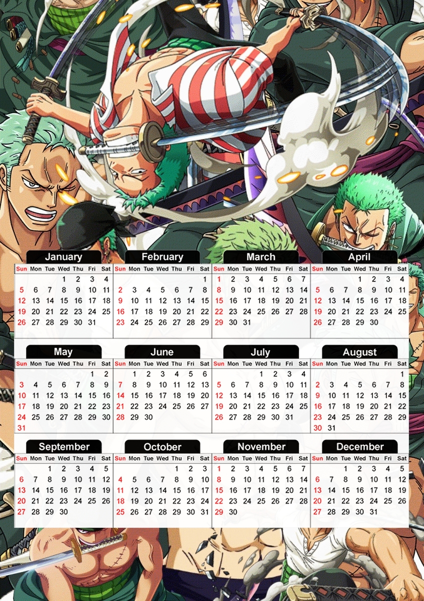  One Piece Zoro for A3 Photo Calendar 30x43cm