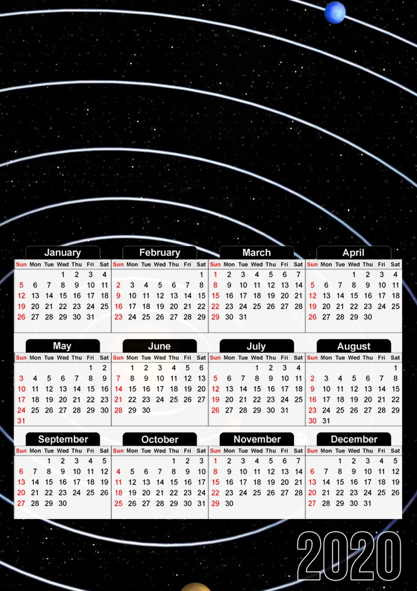  Our Solar System for A3 Photo Calendar 30x43cm