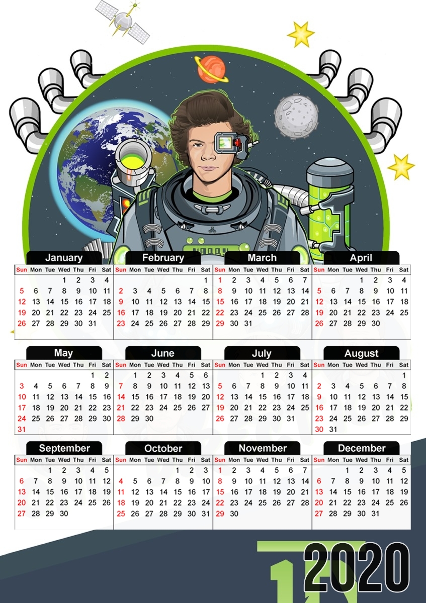  Outer Space Collection: One Direction 1D - Harry Styles for A3 Photo Calendar 30x43cm