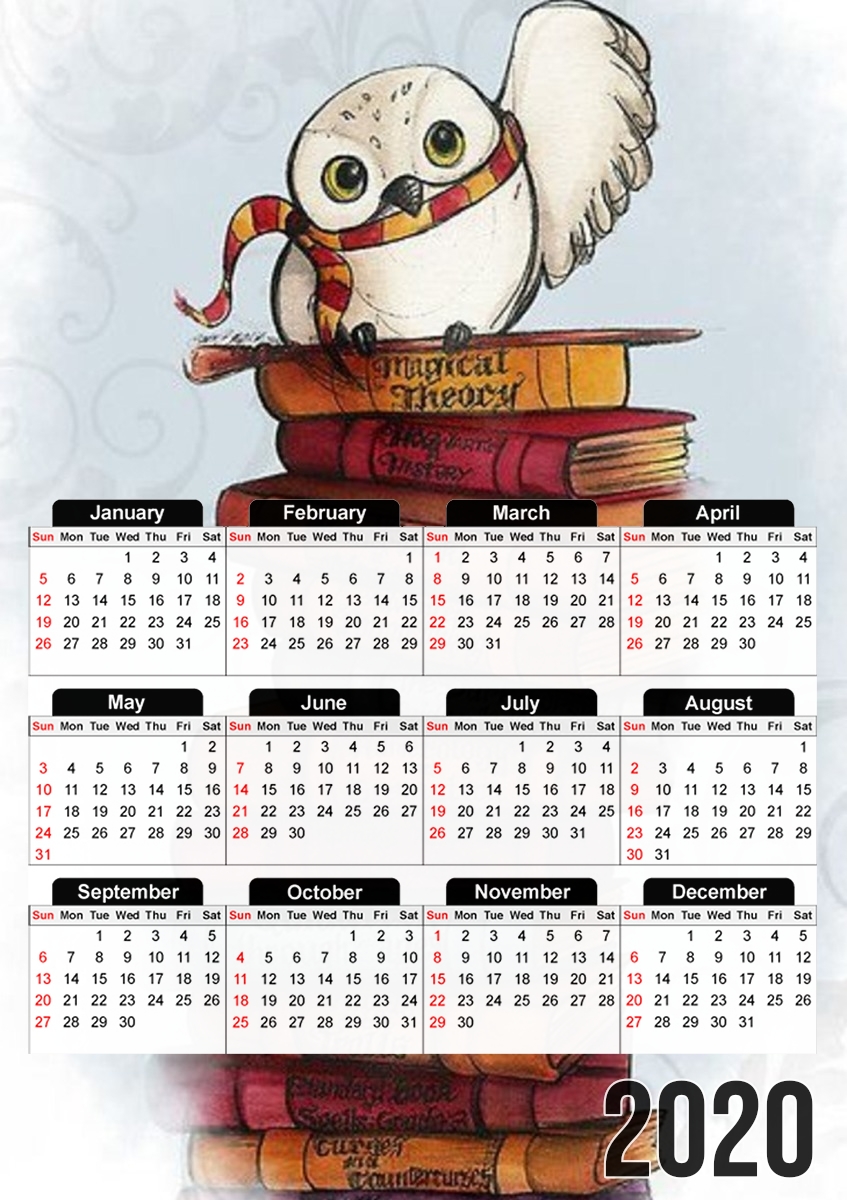  Owl and Books for A3 Photo Calendar 30x43cm