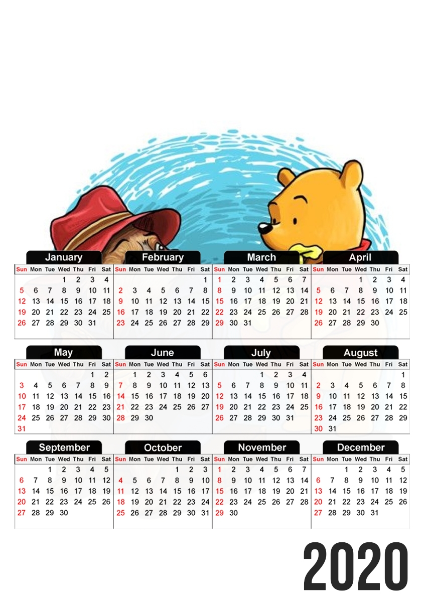  Paddington x Winnie the pooh for A3 Photo Calendar 30x43cm